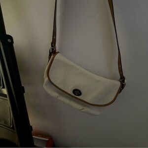 Coach Cream Crossbody Bag with Brown Trim